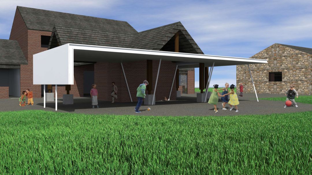 Un préau pour une école - Courrière